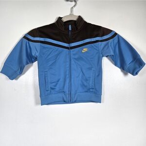 Vintage NIKE Blue Brown Zip Up Track Jacket Baby Boy Size 24 Months